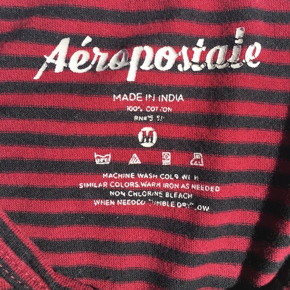 Aeropostale A87 red and black striped tee men M - Picture 3 of 7